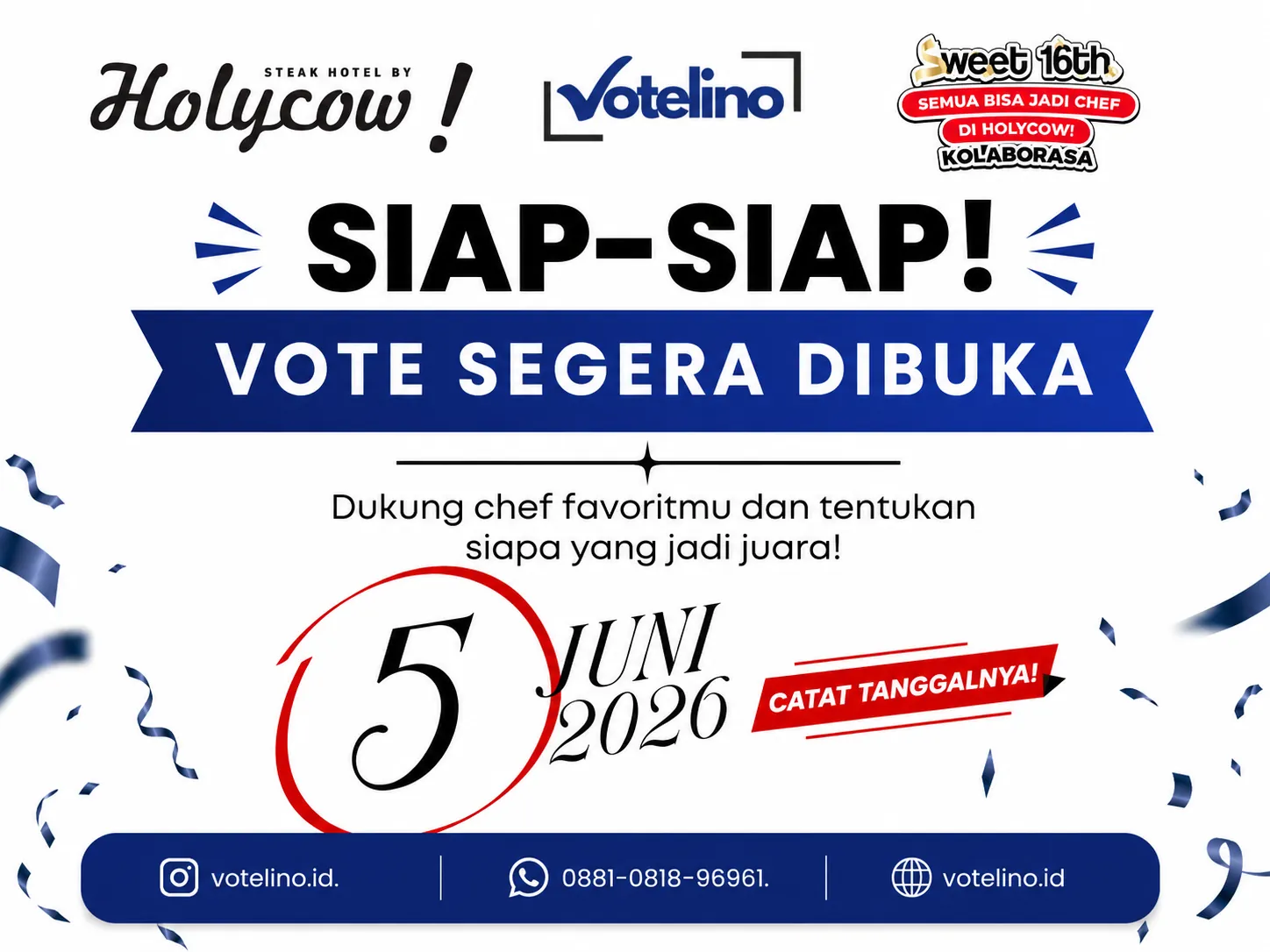 Voting Holycow! Sweet 16th Kolaborasa Segera Dibuka, Dukung Chef Favoritmu Mulai 5 Juni 2026